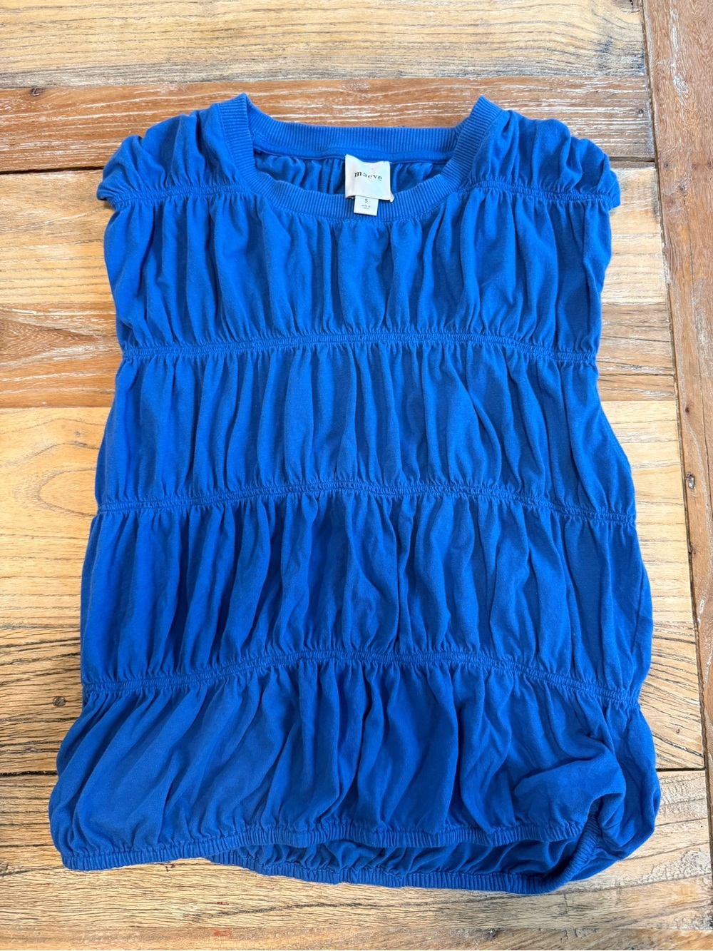 Maeve Sheer Cropped Bright Blue Bubble Tee